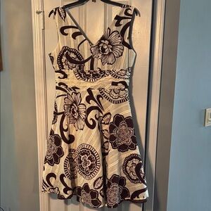 Robbie Bee Brown and Cream Floral Mini Dress